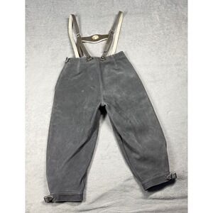 Vintage Lederhosen German Trachten‎ Suede Knickers Mens 25 Grey Stag Suspenders